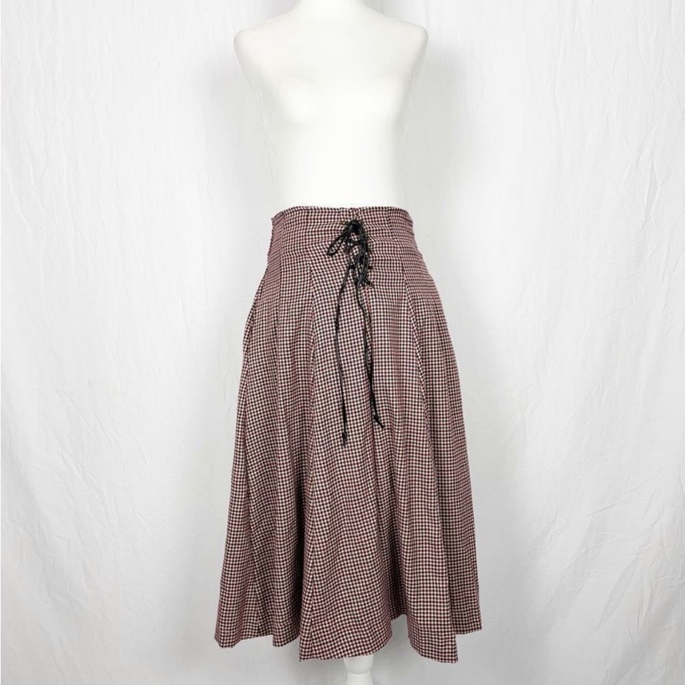 With Love Alice’s Pig Plaid Midi Skirt